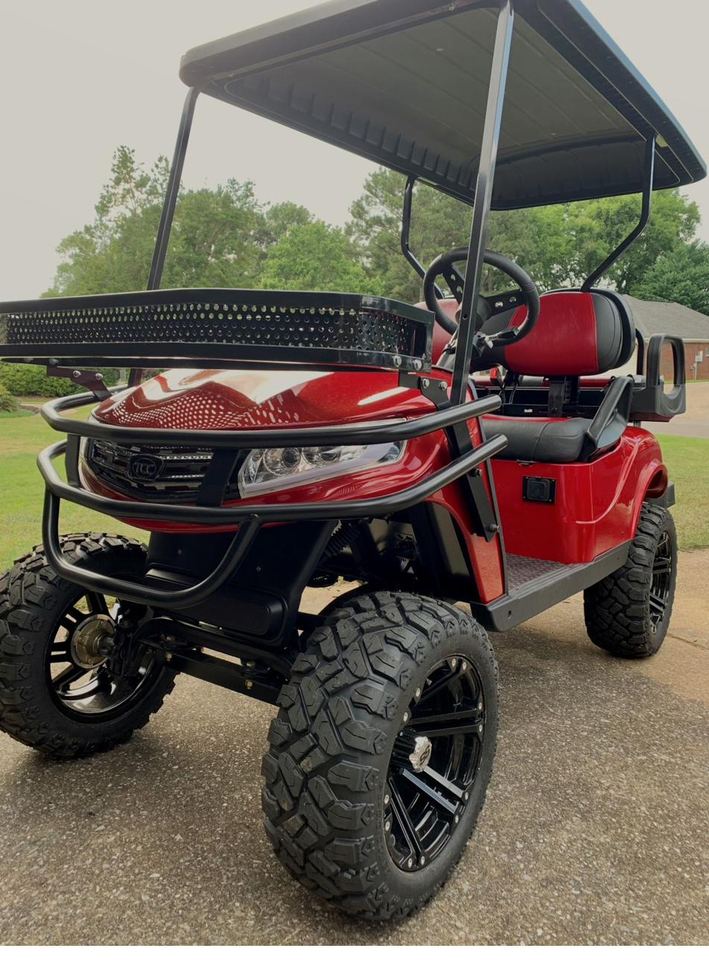 Custom red lifted cart